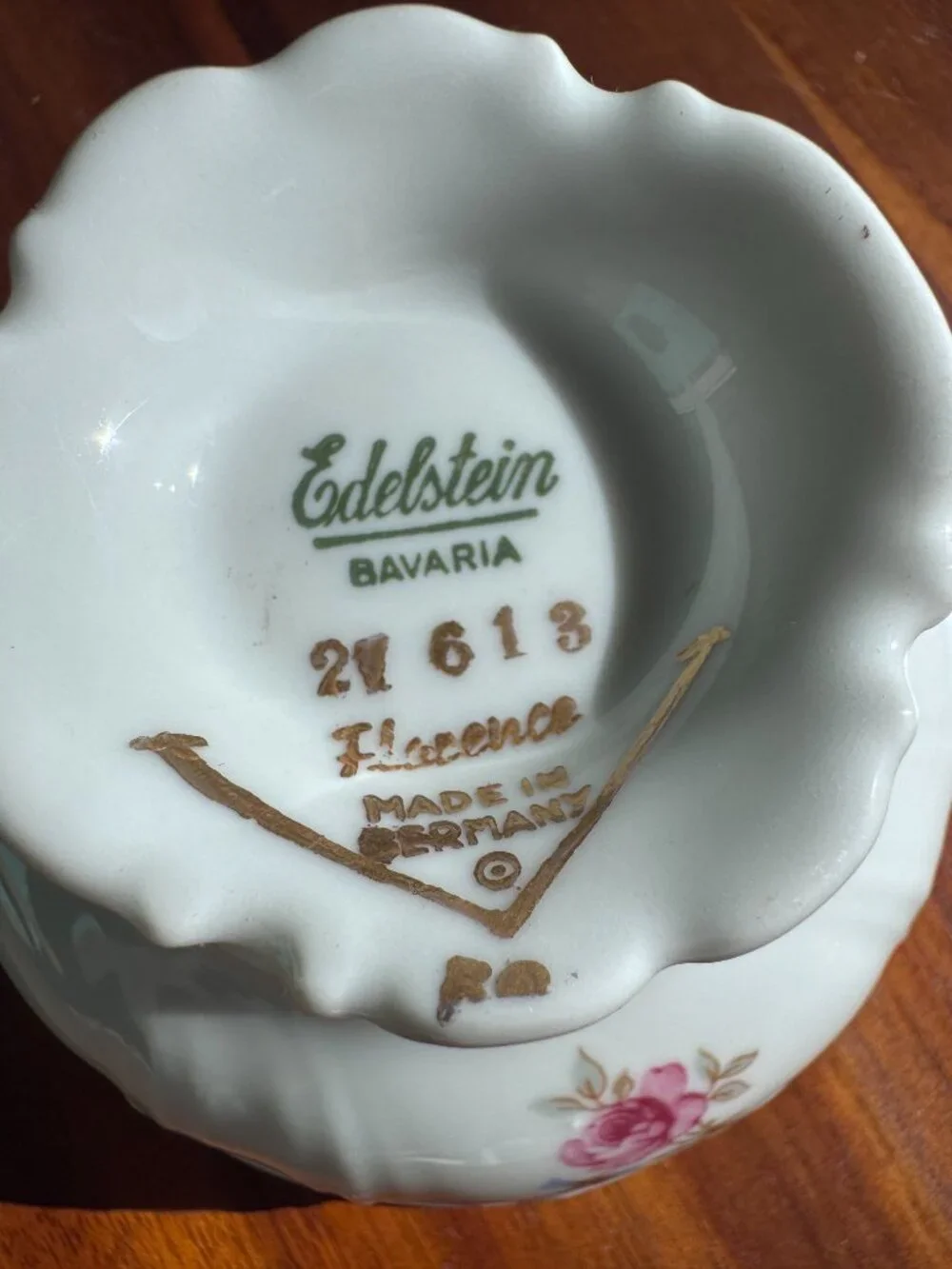 Vintage Edelstein Bavaria Florence Tea Cup Pink Floral Gold Trim Fine China